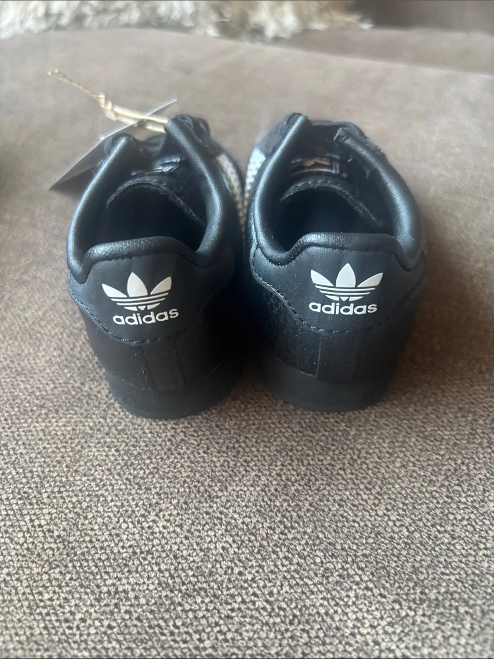 adidas Kids Black Sneakers with White Stripes